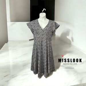NWOT, MISSLOOK, Elegant Black & White Soft Dress, XL